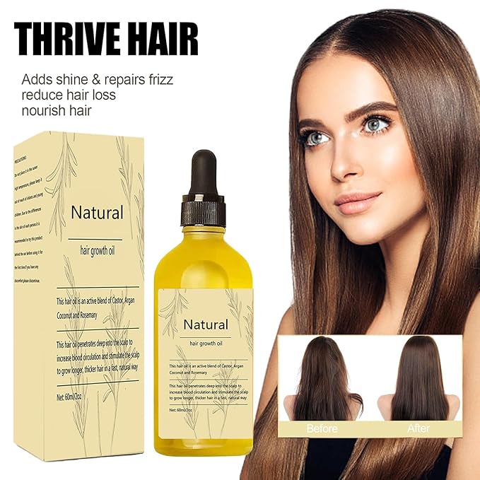 Natural Hair Growth Oil, 2 PCS Rosemary Oil for Hair Growth Organic, Hair for Dry Damaged Hair and Growth
