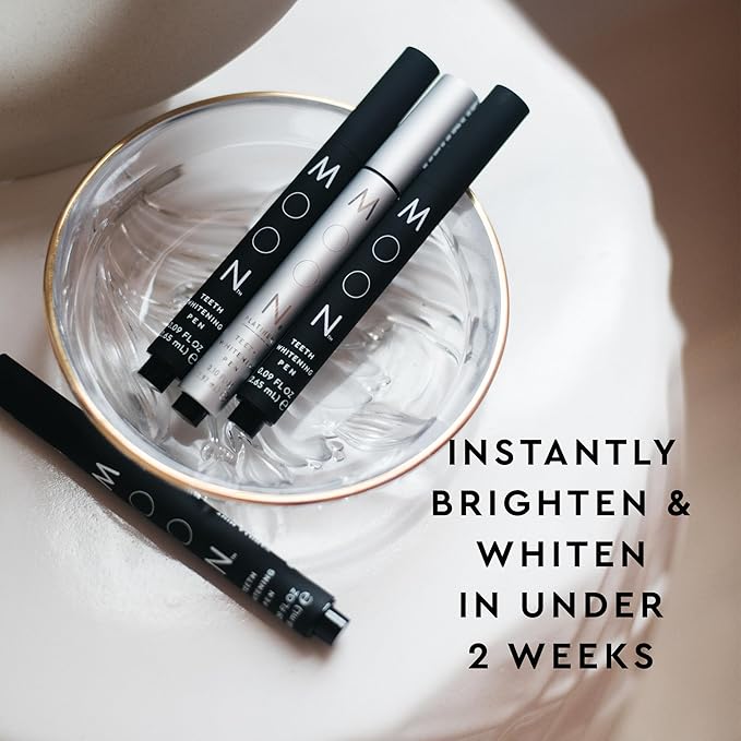 MOON Teeth Whitening Pen, Vanilla Mint, 0.09 Fl Oz, Gentle on Teeth, Whitens with Antioxidants & Essential Oils, Vegan Whitening Gel in an Easy Applicator