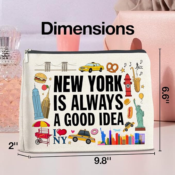 New York Travel Gifts Makeup Bag - New York Lovers Cosmetic Bag with Zipper