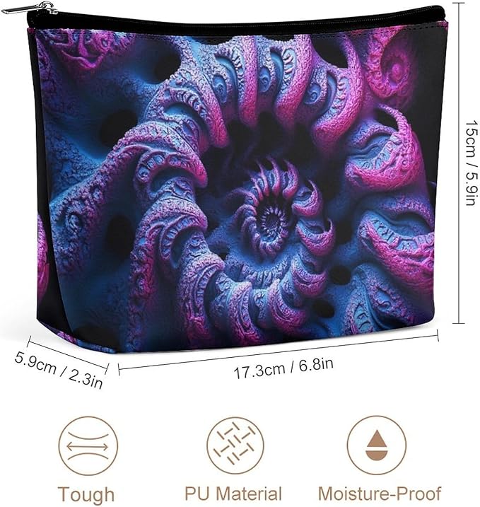 Women's Fashion Zipper Cosmetic Case, Portable Makeup Case, Personality Toiletry Bag, Travel Cosmetic Toiletry Bag Trippy Purple Tie Dye