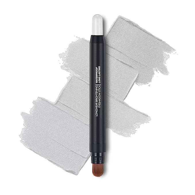 White Shimmer Dual Ended Eyeshadow Stick 12 Colors Matte and Shimmer Waterproof Long Lasting Creamy Eyeshadow Pencil for Smokey Eye Natural Everyday Makeup