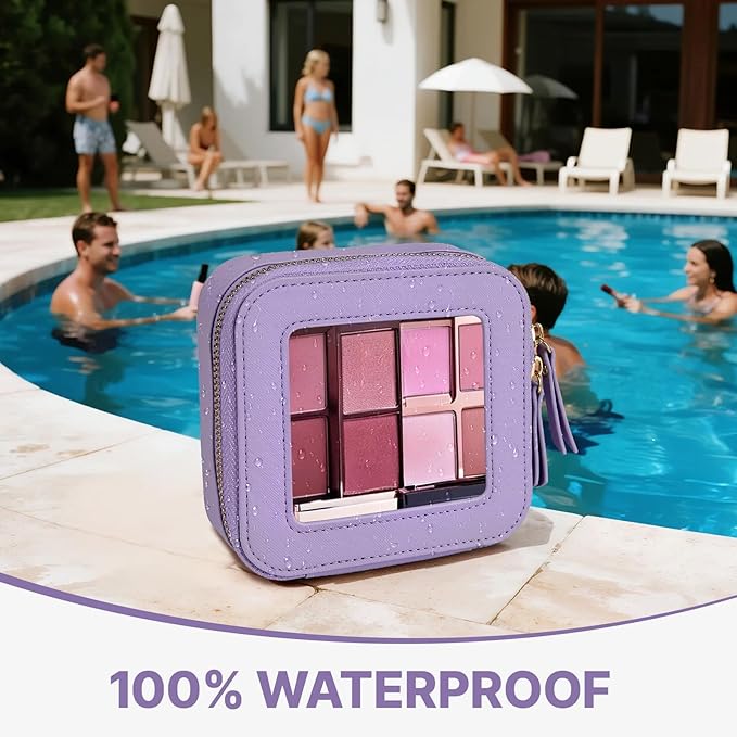 Small Clear Makeup Bag Travel Cosmetic Case, Portable Make Up Organizer Traveling Compact Car Bag for Essentials Transparent Toiletry Bag with Zipper