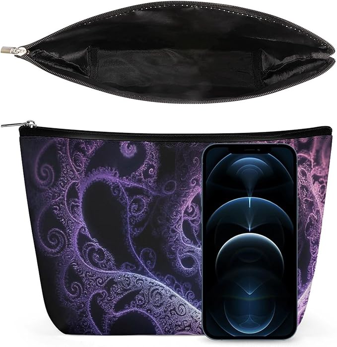 Fashion Zipper Cosmetic Case, Portable Makeup Case, Personality Toiletry Bag, Trippy Abstract Purple Tie Dye Travel Cosmetic Toiletry Bag