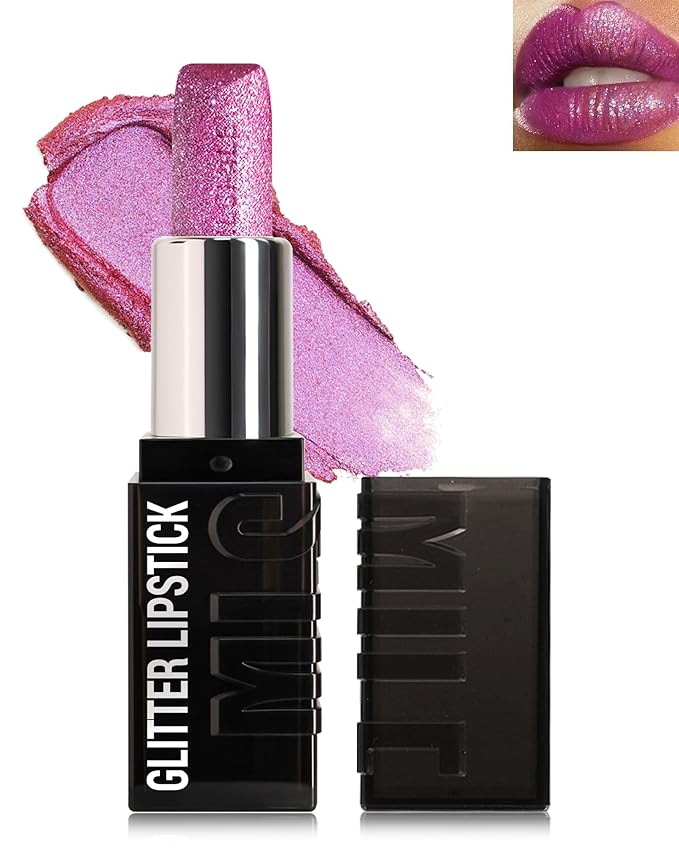 Diamond Glitter Matte Lipstick, Long Lasting Waterproof Rose Pink Metallic Sparkling High Pigment Non-Stick Lip Tint Lip Gloss,Full-coverage Lipgloss, Christmas Lip Makeup Gift for Women Girl-03