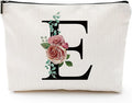 Initial A-Z Personalized Letter Makeup Bag, Monogrammed Bridesmaid Gifts/Presents Cosmetic Bag, Portable Stationery Storage Organizer Pouch, Friendship Love Travel Makeup Bags
