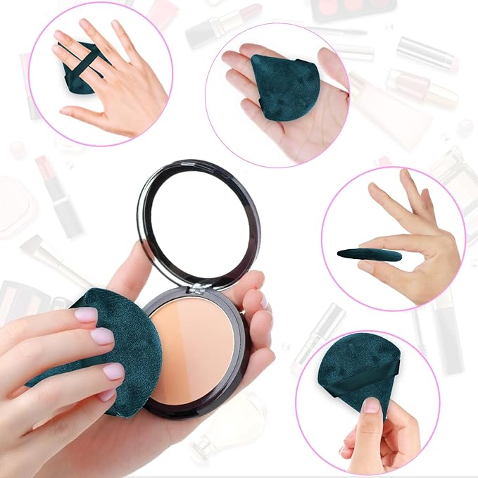 30PCS Triangle Powder Puff Face Makeup Powder Puffs Sponge Soft Powder Puffs for Loose Powder Cosmetic Foundation Blackish Green