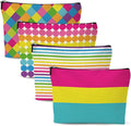 4pcs Colorful Rainbow Makeup Bag, Bright Neon Colors Cosmetic Bag, Christmas Wedding Anniversary Birthday Friendship Gifts for Women Girls Best Friends Bridesmaid Bestie Mom Travel Toiletry Bag