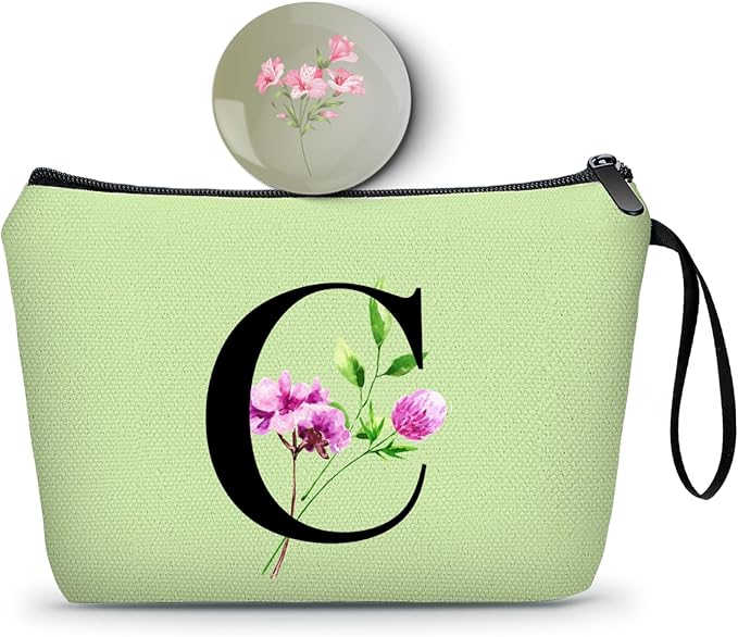 Birthday Thank You Appreciation Monogrammed Gifts for Mom Aunt Teacher Sister Friend Coworkers Bride Bridesmaid Makeup Cosmetic Bag with Mirror Mothers Day Christmas Graduation C