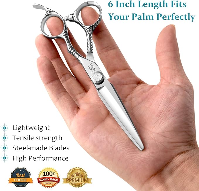 JASON Professional Hair Scissors Sword Blade Barber Scissor 6.0" Razor Edge Hair Cutting Shears Japanese Stainless Steel for Salon Home Kid Men Women