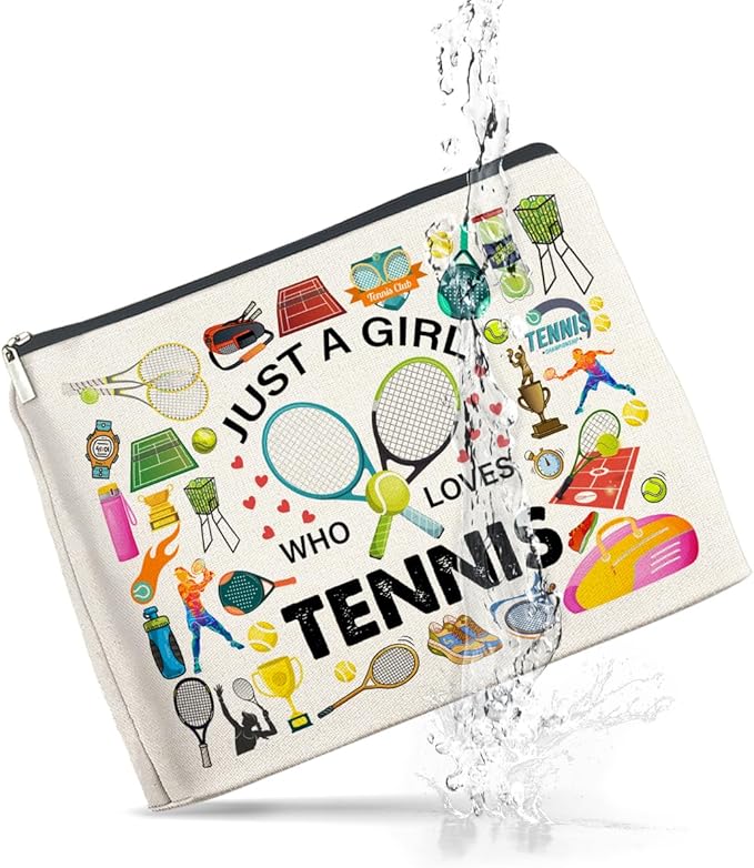 Tennis Gifts Makeup Bag Tennis Lover Gifts for Girls Women Tennis Lover Cosmetic Bag Tennis Team Gifts Just a Girl Who Loves Tennis Zipper Makeup Pouch