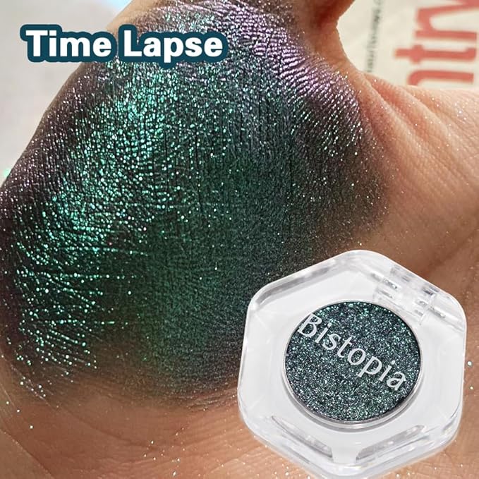 Chameleon Eyeshadow Collection, 14 Shades, Glitter Pressed Powder, Iridescent Shimmer Colors. (Time Lapse)