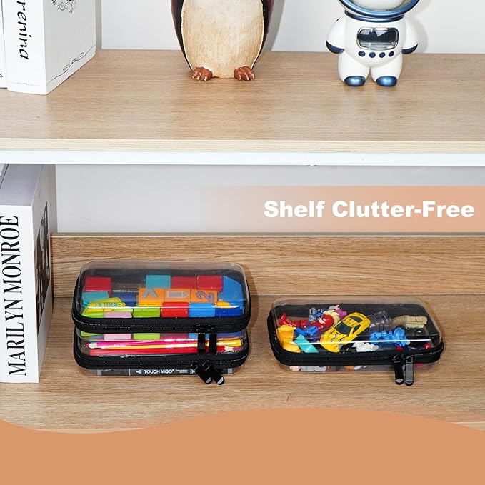 3pcs Clear Hard Shell Zipper Case, Transparent Hard Plastic Zipper Pouches, Portable Travel Organizer, Clear Toiletry Bag, Craft and Arts Organizer, Toy Storage Bins, Stackable Hard Side Plastic Case