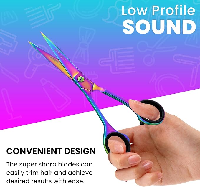 Professional Hair Cutting Scissors - Krisp Beauty Barber Scissors Stainless Steel 7” Salon Hair Scissors Razor Edge Sharp Blades Shears for Men Beard Mustache Women Kids Pets Haircut All Purpose Shear