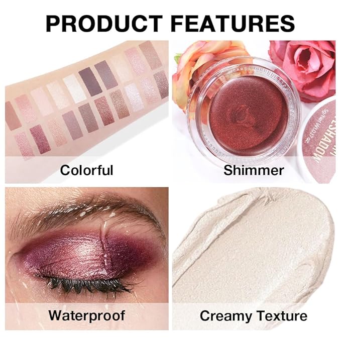 Single Cream Eye Shadow,Creme Brulee Shimmer Glitter Natural Nude Monochrome Eyeshadow Palette,Waterproof,Long Lasting Naturing-Looking,Vegan & Cruelty-Free,705