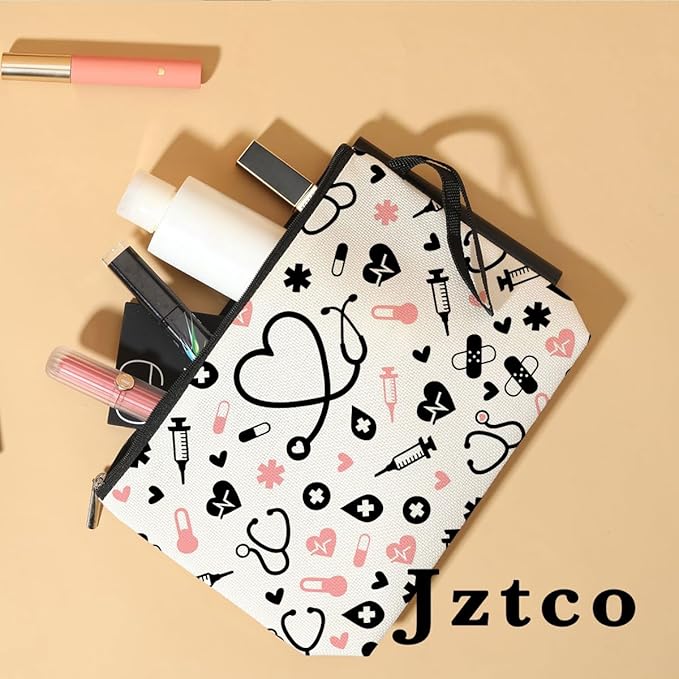 Jztco Nurse Gifts Makeup Bag Nurse Accessories for Work Essentials Nursing Appreciation Nurses Week Gifts for Women RN Toiletry Bag Nurses Day Graduation Birthday Cosmetic Bags