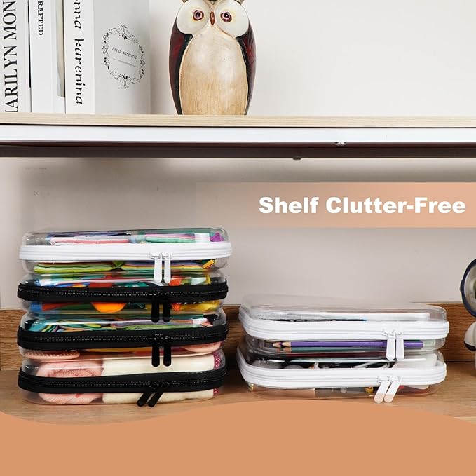 3pcs Clear Hard Shell Zipper Case, Transparent Hard Plastic Zipper Pouches, Portable Travel Organizer, Clear Toiletry Bag, Craft and Arts Organizer, Toy Storage Bins, Stackable Hard Side Plastic Case