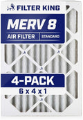 Filter King 6x4x1 Air Filter | 4-PACK | MERV 8 HVAC Pleated A/C Furnace Filters by FilterKing