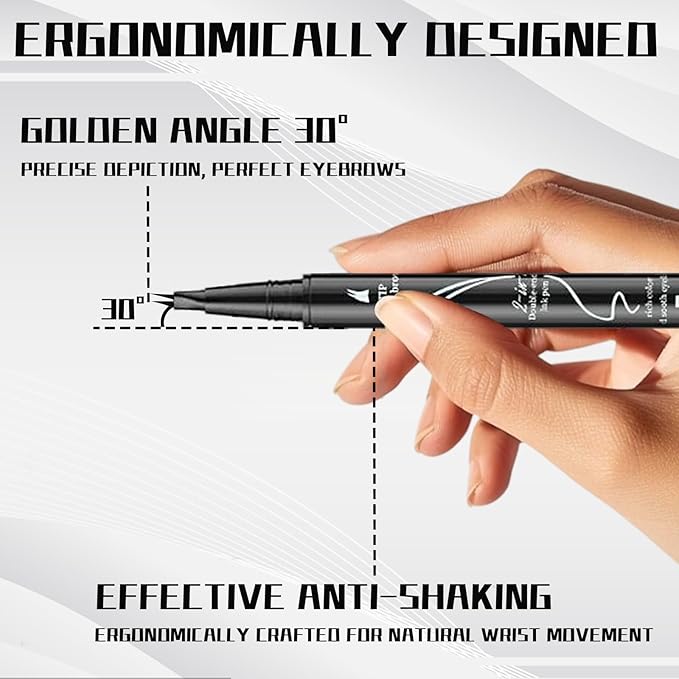 Curved 2 Tip Eyebrow Pen-Light Brown Eyebrow Pencil With Black Eyeliner 2-in-1 Dual-Ended Create Natural Hair-Like Brows,Waterproof,Smudge Proof,Long Lasting All-Day
