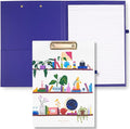 kate spade new york A4 Clipboard Folio with Low Profile Clip, Professional Padfolio Includes Lined Notepad, Pen Loop, and Pocket, Charmed Library