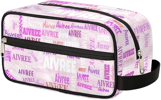 Personalized Makeup Bag with Name, Travel Cosmetic Bag for Women, Friends, Mother's Day, Bridesmaid, Bride, Wedding, Graduation, Light Pale Pink Background
