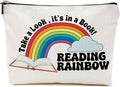 Book Lovers Gifts Makeup Bag, Reading Cosmetic Bag, Rainbow Travel Organizer Zipper Pouch Bookworm Book Club Bookish Gifts for Readers Women Girls Teacher Coworker Best Friend Sister
