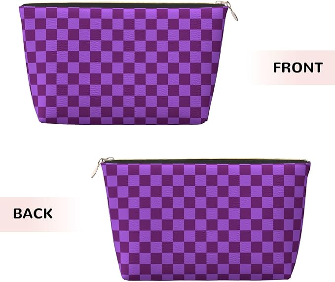 Womens Leather Makeup Bag Cosmetic Bag Travel Toiletry Bags Make Up Bags for Women Adult (Elegant Purple)