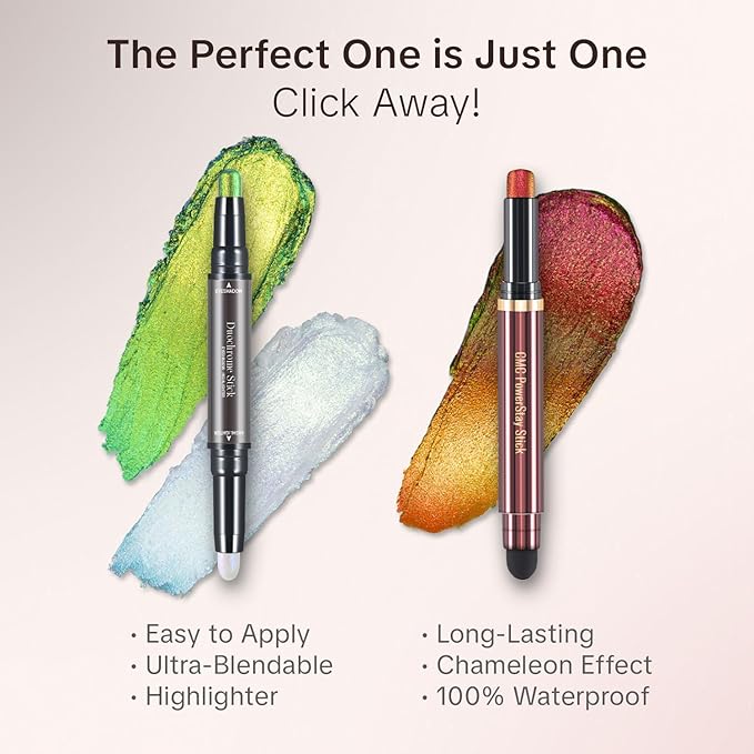 CHARMACY New Duochrome Long Stay Eyeshadow Stick, Creamy Eye Shadow Stick, Multicolor-Shifting Glitter Eyeshadow, Waterproof & Smudge-Proof, High Pigmented, Built-in Smudger #03