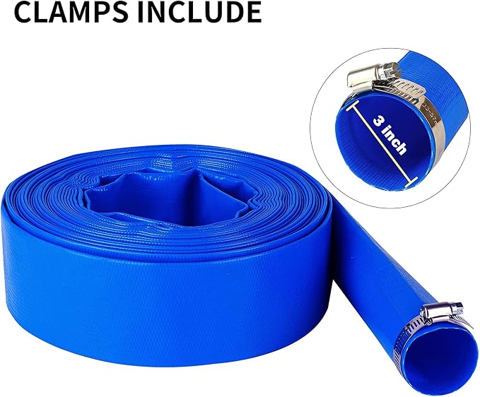 DAVCO 3" x 50 ft Pool Backwash Hose, Heavy Duty Reinforced Blue PVC Lay Flat - Image 7