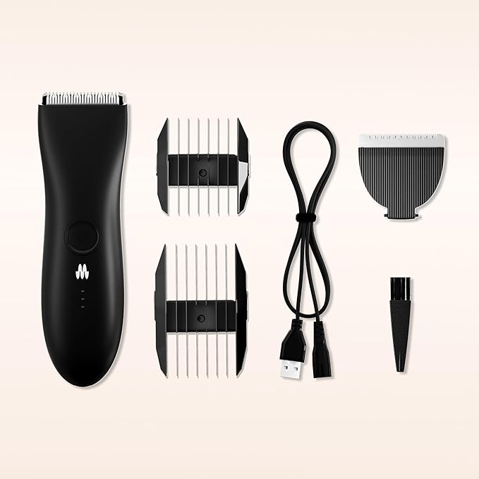 MERIDIAN The Trimmer Original - Body Hair Trimmer for Men, Electric Shaver for Pubic Hair, Chest, Legs & Bikini, Waterproof & Rechargeable, Onyx