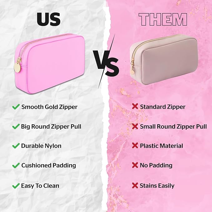 DANCOUR Nylon Makeup Bags for Women Large Preppy Travel Toiletry Pouch Cosmetic Bag Makeup Organizer