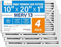 LotFancy 10x20x1 Air Filter MERV 13 4-Pack, Electrostatic Pleated HVAC Furnace by LotFancy