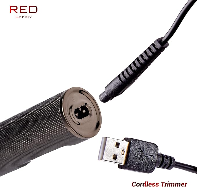 Red by Kiss Hair Trimmer for Men Precision Blade Cordless Trimmer Mens Grooming Kit (Cool Gray)