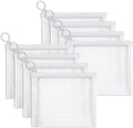 8 Pack Mini Zipper Mesh Makeup Bags, Nylon Cosmetic Bags Toiletry Purse Travel Organizer Bags Inside Bag for Office Travel Organization (White, S)