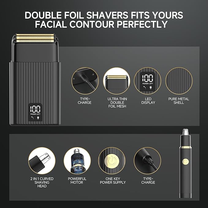 GTS Hair Clippers for Men Professional, Beard Trimmer Kits & Sets, Cordless Mens Hair Trimmer, Electric Shavers, Haircutting Machine with LED Display, for Barber 4 in 1