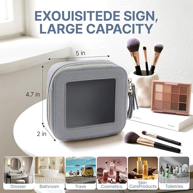Small Clear Makeup Bag Travel Cosmetic Case, Portable Make Up Organizer Traveling Compact Car Bag for Essentials Transparent Toiletry Bag with Zipper