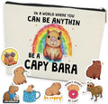 Funny Capybara Makeup Bag Capybara Gifts Cosmetic Bag with 8 PCs Stickers Animal Lover Gifts for Women Girls Daughter Best Friends Niece Capybara Stuff Graduation Birthday Gifts Travel Toiletry Bag