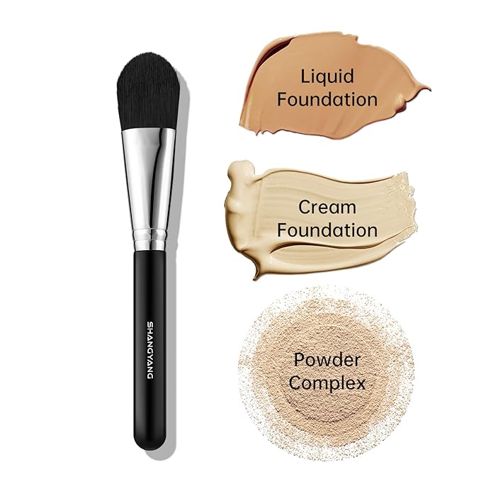 Foundation Brush for Liquid, Flat Foundation Makeup Brush for Liquid Cream Foundation Powder Buffing Blending Vegan Premium Face Cosmetic Makeup Tool