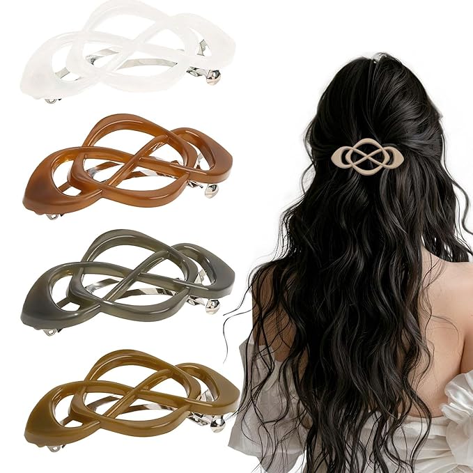 Vintage French Barrette Hair Clips, Hair Barrettes Hair Accessories for Women Girls, Elegant Retro Non Slip Clip with Classic Design Thick to Thin, Stylish Accessories Hair (Color Mixing B, 4PCS)