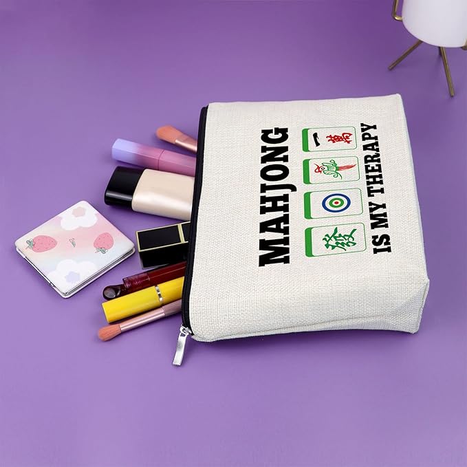 Sazuwu Mahjong Gifts for Women 2PCS Makeup Bag Gifts for Mahjong Players Mahjong Themed Gifts Cosmetic Bag Mahjong Gifts Funny Happiness Gifts for Mahjong Lover Retirement Gift Birthday