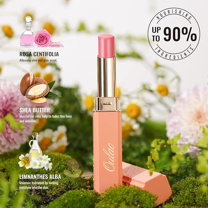 Oulac Moisture Shine Red Lipstick for Women, 2 in 1 Shimmer Lipstick & Lip Balm, Hydrated Juicy and Glossy Lip Color for Dry, Cracked and Chapped Lips, Vegan 2.2g/0.07oz (S06)