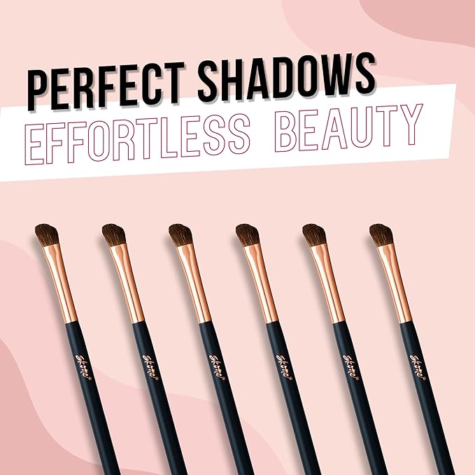 Skone Cosmetics Angle Shadow Brush - Luxe Premium Rose Gold and Synthetic Black Eye Shadow Angle Brush - Professional Grade Nylon Angled Shading Eyeshadow Brush - Angled Brush Eye Makeup Tool For Blending Shadow Creases and Corners - Cruelty Free Makeu...