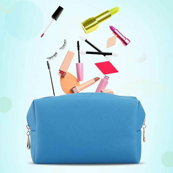 Sanwuta 9 Pcs Makeup Bags Bulk PU Double Zippers Cosmetic Bag Makeup Toiletry Christmas Small Pouch Portable Travel Organizers Case for Women Bridesmaid Party End of The Year(Vintage Colors)