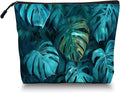 Cosmetic Bags Travel Makeup Toilet Case Waterproof Pouch for Women Girls 6.7X9.45inches - Tropical Monstera Leaves in A Deep Teal Hue