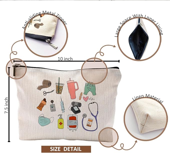 Nurse Makeup Bags - Cosmetic Bags With Zipper for Nursing Students
