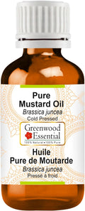 Greenwood Essential Mustard Oil (Brassica juncea) | Cold Pressed | Natural | Undiluted | For Diluting Essential Oils | For Skin & Massage | Men & Women | 5ml (0.16 oz)