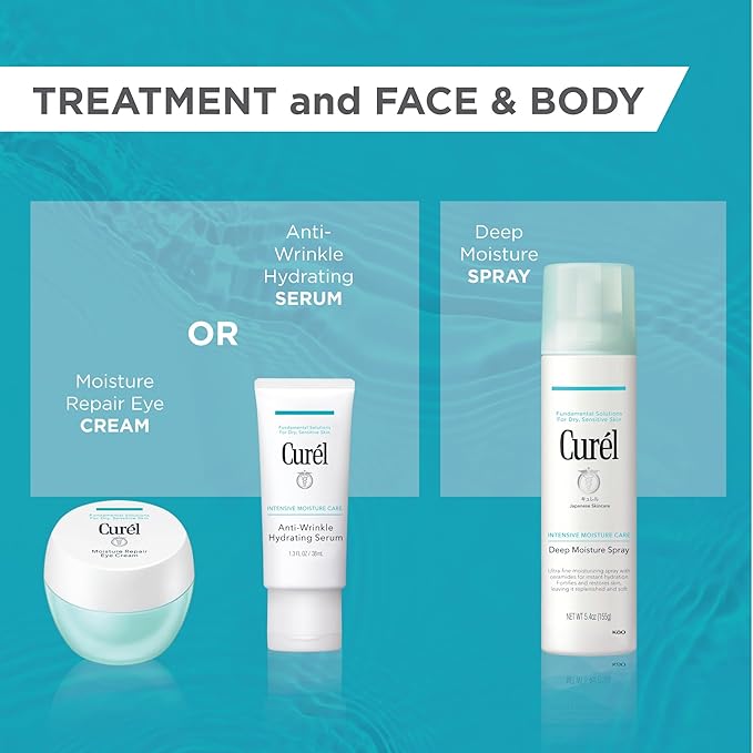 Curel Japanese Skin Care Anti-Wrinkle Hydrating Serum, Face moisturizer for Dry, Sensitive Skin, Reduces Wrinkles and Fine Lines, with Ceramides, Fragrance & Alcohol Free Facial Serum, 1.3 Fl Oz