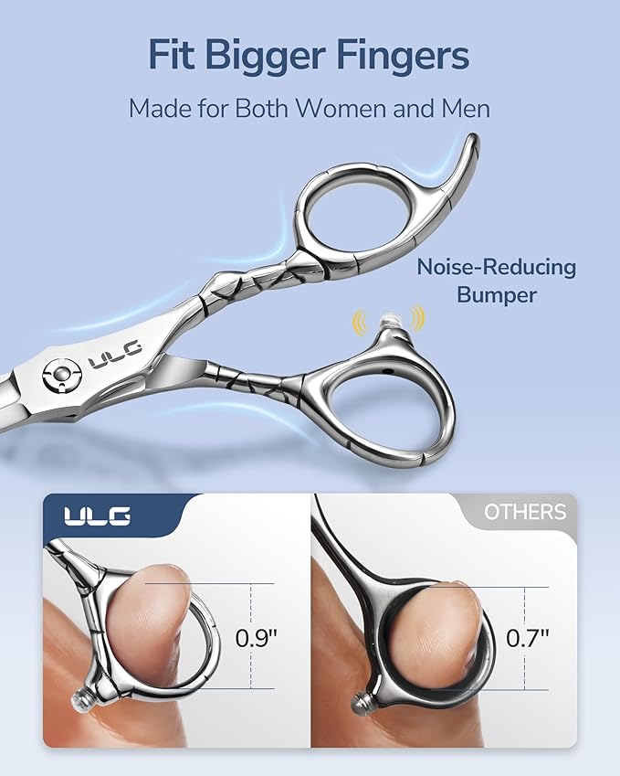 ULG Professional Hair Thinning Scissors 7" Japanese Stainless Steel Hand-Honed Salon Barber Scissors for Stylist & Home Use, Texturizing Shears for Men & Women, Ergonomic Design with Patterned Handles