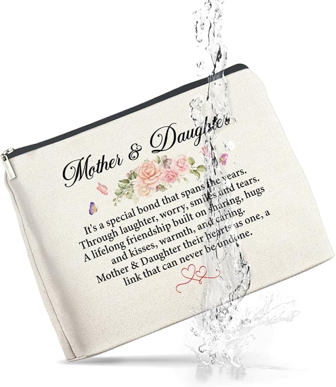 Mother and Daughter Gifts Makeup Bag Gift for Mom and Daughter Cosmetic Bag Zipper Makeup Pouch Gifts for Christmas Birthday Thanksgiving