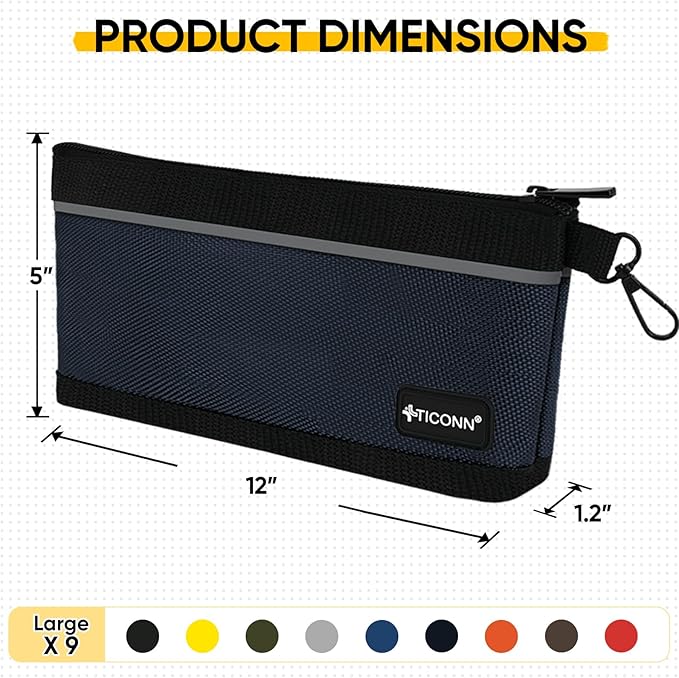 TICONN Tool Pouches with Zipper, 1680D Oxford Small Tool Bags, Waterproof Utility Bag Zipper Pouch for Tool Organizers and Storage (9 Pack Large)