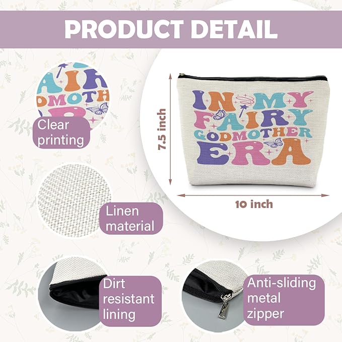 Fairy Godmother Makeup Bag, Godmother Gift, Godmother Gifts from Godchild, Best Godmother Gift, Gift for Godmother Cosmetic Bag Toiletry Bag